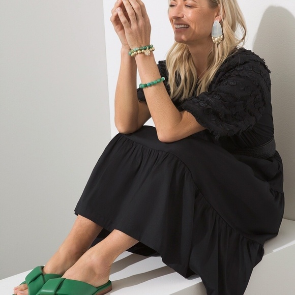 Poplin Fringe Puff Sleeve Dress - EUC - Picture 2 of 4